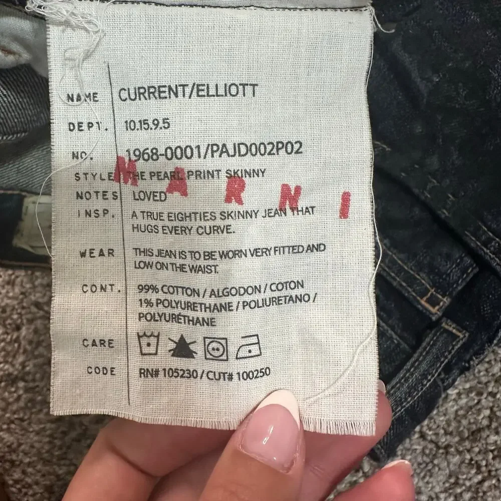 MARNI X CURRENT/ELLIOT Women's The Pearl Print Skinny Jeans Size 26